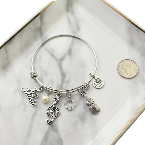 Little Girls Violin Bangle Bracelet in Stainless Steel | Little Girls Bracelet | Violin Bracelet | Band Teacher | Concert Gift in Saudi Arabia