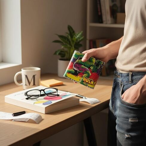 Mar-vel PU Hulk Wallet | Slim Bi-Fold Foldable Purse-Card Holder Large Space & Zipper Coin Pocket ID Slot for Men & Women | Compact Travel Accessory- Gift for Birthday Christmas - Cute Charm Cash. in Saudi Arabia