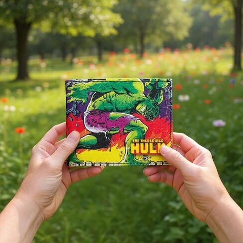 Mar-vel PU Hulk Wallet | Slim Bi-Fold Foldable Purse-Card Holder Large Space & Zipper Coin Pocket ID Slot for Men & Women | Compact Travel Accessory- Gift for Birthday Christmas - Cute Charm Cash. in Saudi Arabia