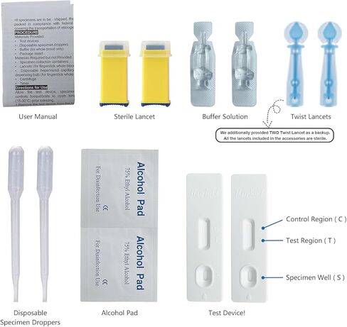 H Pylori Test Kit, Helicobacter Pylori Home Test Kit – Quick, Accurate Results in 10-15 Minutes, No Lab Visit Needed, Includes 2 Tests for Easy Monitoring - H Pylori at-Home Test Kit. in Kuwait