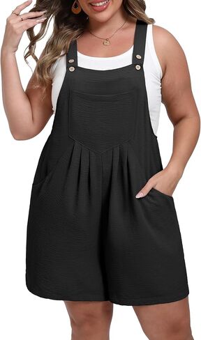 OLRIK Plus Size Rompers for Women - Adjustable Short Jumpsuit, Loose Casual Overalls with Pockets | Summer Outfits 2026 in Saudi Arabia