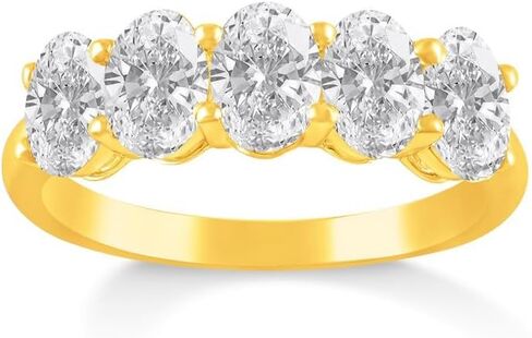 2 قيراط - 3 قيراط بيضاوي الشكل من Lab Gorow Diamond خمسة أحجار خاتم الذكرى السنوية | خاتم زواج من الذهب الأبيض أو الأصفر عيار 10 قيراط أو عيار 14 قيراط بخمسة أحجار | لون D-F ووضوح VS1 in Saudi Arabia