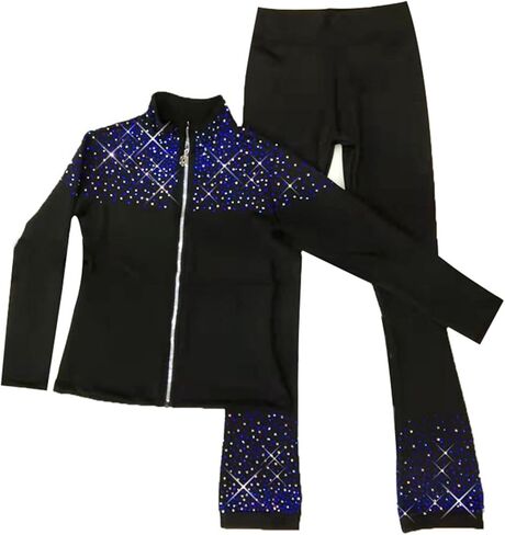 LIUHUO Figure Skating Training Pants Jackets Girls Fleece Shiny Colored Diamond Girl Comfortable Warm Coat in Saudi Arabia