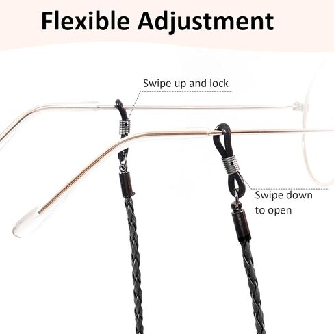 Braided Eyeglass Strap Chain Retainer, Elegant Sunglass Strap Chain, PU Leather for Men Women in Saudi Arabia