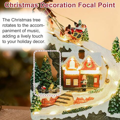 Giftgarden Christmas Village House with Santa Deer Sleigh, Musical Lighted Christmas Collectible Building Tabletop Decoration in Kuwait