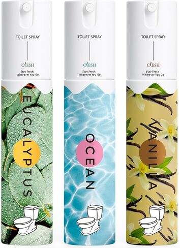 Toilet Spray, Bathroom Odor Eliminator, 3 Pack, 1 fl oz Each, Up to 150 Uses, Travel Size, For Home and Travel, Essential Oils Freshener Spray, Ocean, Eucalyptus, Vanilla in Saudi Arabia