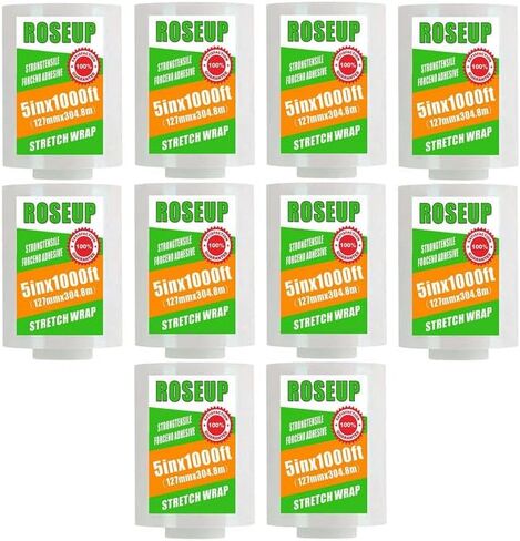 ROSEUP Clear Stretch Wrap Film 5" x 1000ft Roll with Handle, 80 Gauge Thick Cling Plastic Wrap for Moving, Pallet Wrap, Self Adhering Packaging Heavy Duty Shrink Film, 4 Pack in Saudi Arabia