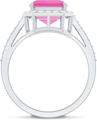 Certified 2 Carat Lab Grown Pink Sapphire Emerald Cut Engagement Ring in Silver, Aaaa Quality - Gift For Special Occasions in Saudi Arabia