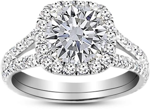 هيوستن دايموند ديستريكت 1.75 إلى 8.75 قيراط LAB GROWN DIAMOND سبليت شانك خاتم خطوبة ألماس مقطوع (E-F اللون VS2-SI1 وضوح) in Kuwait
