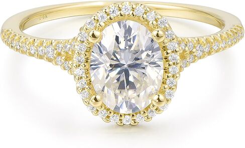 14K Gold 1.5ct Oval Cut Moissanite Engagement Ring Halo Split Shank Engagement Rings in Kuwait