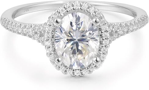 14K الذهب 1.5ct البيضاوي قطع مويسانيتي خاتم الخطوبة هالو سبليت عرقوب خواتم الخطبة in Saudi Arabia