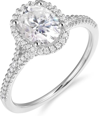 14K الذهب 1.5ct البيضاوي قطع مويسانيتي خاتم الخطوبة هالو سبليت عرقوب خواتم الخطبة in Saudi Arabia