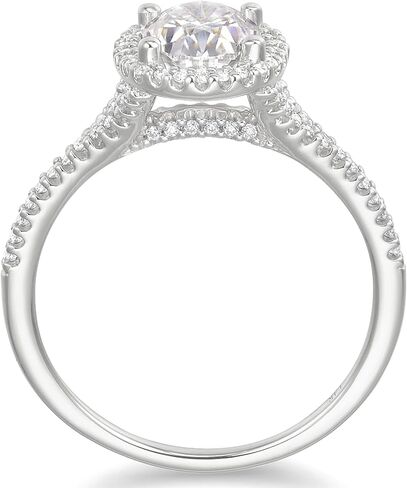 14K الذهب 1.5ct البيضاوي قطع مويسانيتي خاتم الخطوبة هالو سبليت عرقوب خواتم الخطبة in Saudi Arabia