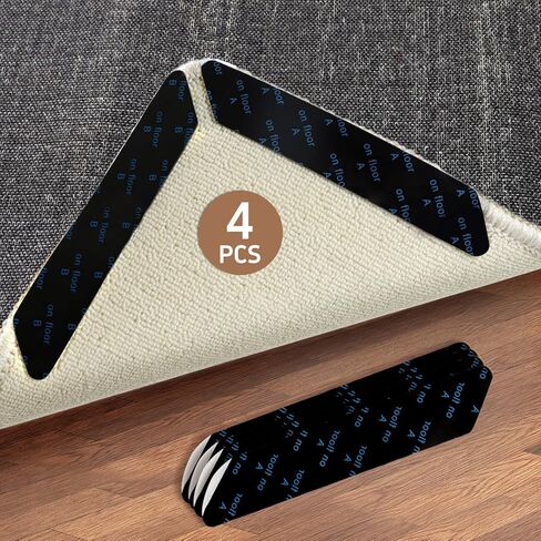 8PCS Rug Pads Grippers,Reusable Washable Grippers for Rugs,Double Sided Non-Slip Rug Pads for Hardwood Floors,Adhesive Rug Stickers Keep Corners Flat in Saudi Arabia