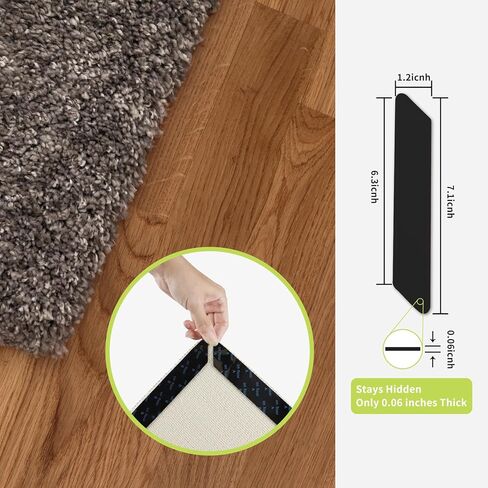 8PCS Rug Pads Grippers,Reusable Washable Grippers for Rugs,Double Sided Non-Slip Rug Pads for Hardwood Floors,Adhesive Rug Stickers Keep Corners Flat in Saudi Arabia