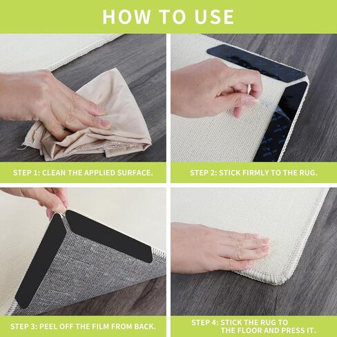 8PCS Rug Pads Grippers,Reusable Washable Grippers for Rugs,Double Sided Non-Slip Rug Pads for Hardwood Floors,Adhesive Rug Stickers Keep Corners Flat in Saudi Arabia