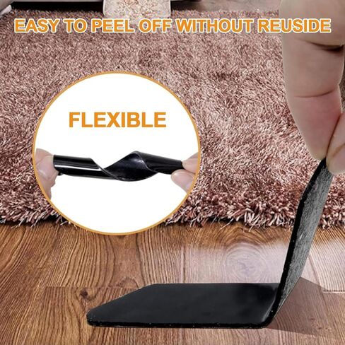 16 Pack Designed for Hardwood Floors and Tiles, Double-Sided and Reusable Rug Carpet Tape with Non-Slip Rug Pads Prevent Sliding, Curling, and Bunching in Saudi Arabia