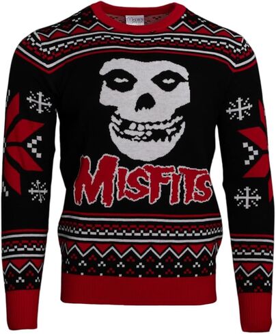 The Misfits Skull Logo Music Rock Band Knitted Ugly Christmas Sweater by Life Clothing Multicolor in Saudi Arabia