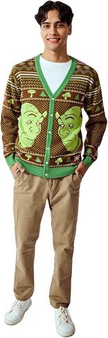سترة Bioworld Shrek ذات الأكمام الطويلة للرجال باللونين البني والأخضر لعيد الميلاد in Kuwait