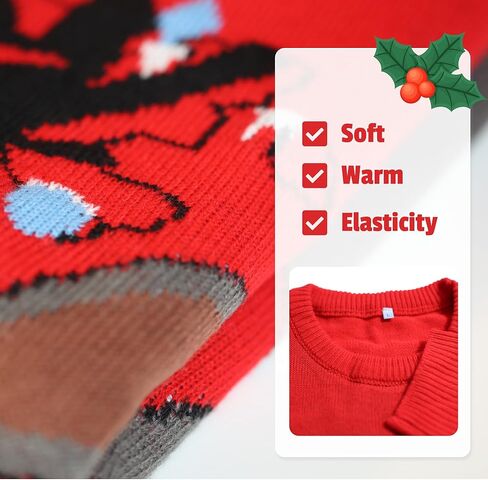 سترة BLACKBARK LED Ugly Christmas - مضيئة، أكمام طويلة مبتكرة، بلوفر محبوك مضحك مع أضواء للرجال والنساء in Saudi Arabia
