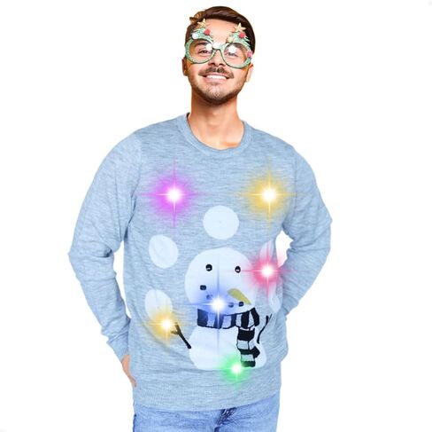 سترة BLACKBARK LED Ugly Christmas - مضيئة، أكمام طويلة مبتكرة، بلوفر محبوك مضحك مع أضواء للرجال والنساء in Saudi Arabia