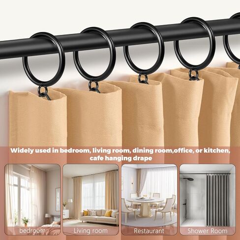 Curtain Rings with Eyelets,48 Pack Metal Black Curtain Rings for Pinch Pleat Curtains,1.5 Inch Inner Diameter Drapery Rings Fits Up to 1.2 Inch Curtains Rod in Saudi Arabia