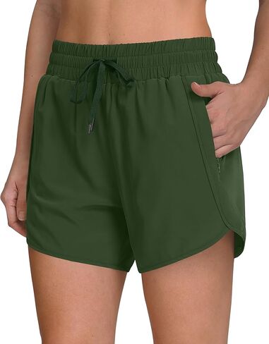 Women's 5" Running Shorts Quick Dry Sporty Athletic Gym Workout Shorts with Zipper Pockets Liner in Saudi Arabia