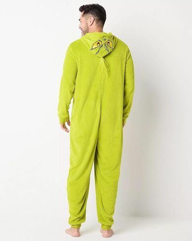 MJC The Grinch Union Suit Men's Merry Grinchmas Zip Up Plush Hooded One Piece Loungewear in Saudi Arabia