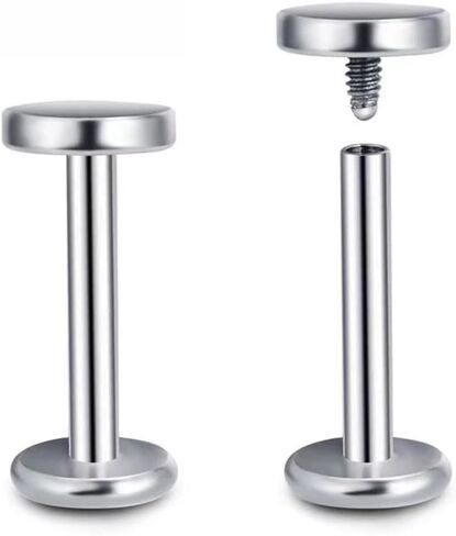 2 قطعة 16 جرام مسطح من الفولاذ المقاوم للصدأ قرص مستدير حلقات اللسان للنساء والرجال الحد الأدنى ملولب داخليًا اللسان مستقيم بار الحديد ثقب اللسان المجوهرات in Kuwait