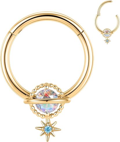 GAGABODY Septum Ring 16g Septum Jewelry Daith Earring Surgical Steel Seamless Nose Hoop Cartilage Earrings Hoops Galaxy Style CZ Helix Piercing in Saudi Arabia