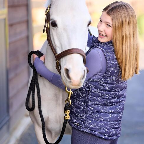 Kerrits Kids Ride The Wind Reversible Quilted Equestrian Vest – Warm Kids Horse Riding Vest for Winter, Fun Horse Print in Saudi Arabia