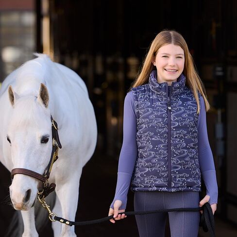 Kerrits Kids Ride The Wind Reversible Quilted Equestrian Vest – Warm Kids Horse Riding Vest for Winter, Fun Horse Print in Saudi Arabia