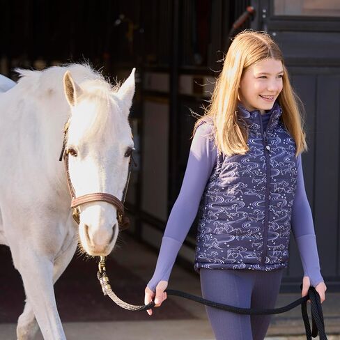 Kerrits Kids Ride The Wind Reversible Quilted Equestrian Vest – Warm Kids Horse Riding Vest for Winter, Fun Horse Print in Saudi Arabia