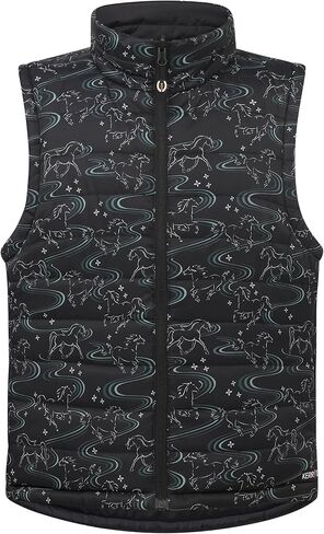 Kerrits Kids Ride The Wind Reversible Quilted Equestrian Vest – Warm Kids Horse Riding Vest for Winter, Fun Horse Print in Saudi Arabia