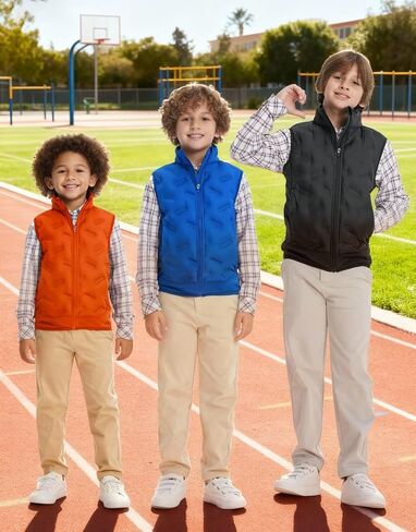 M MAELREG Boys Puffer Vest Lightweight Sleeveless Quilted Full Zip Jacket Winter Warm Water Resistant for Outdoor Activities in Saudi Arabia