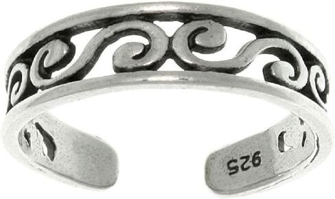 Jewelry Trends Filigree Scroll Design Sterling Silver Toe Ring Adjustable-Size in Saudi Arabia
