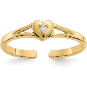 Sonia Jewels Real 14k Yellow Gold .01ct Diamond Heart Toe Ring Adjustable in Saudi Arabia