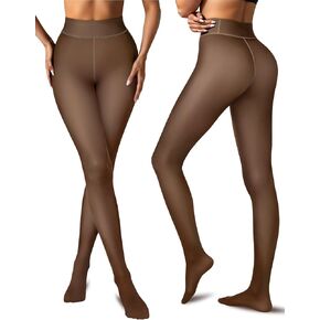 Vertvie Fleece Lined Tights Women Crotch One Seam Line Warm Sheer Pantyhose Fake Translucent Thermal Thick Tights Leggings in Kuwait