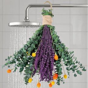 120 قطعة من الأوكالبتوس المجفف الحقيقي للاستحمام وباقة اللافندر المحفوظة، قطيفة طبيعية مقاس 17 بوصة، زهور مجففة لديكور المنزل العلاجي بالروائح in Kuwait