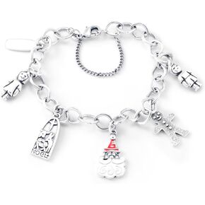 سوار حلية عيد الميلاد S925 JA، مصنوع من الفضة النقية، مع حلية المينا الخاصة بالعطلات in Kuwait