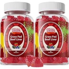 صمغ كبد البقر الذي يتغذى على العشب، مكمل كبد البقر المجفف للطاقة والمناعة والعافية الكاملة - غير معدل وراثيًا، خالي من الغلوتين، 60 قطعة in Kuwait