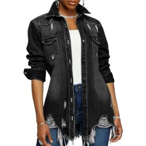 سترة LaiyiVic من الدينيم للنساء بأكمام طويلة وسترات جينز كلاسيكية لسائقي الشاحنات in Kuwait