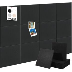 12-Piece White Felt Wall Panels 48×36", Damage-Free Bulletin Board Set with 100 Adhesive Pads & 35 Pushpins, Cork Board Alternative for Home Office Classroom in Saudi Arabia