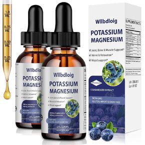 Potassium Magnesium Supplement Liquid Drops 2 Pack,High Absorption Potassium Supplement with Magnesium,L-Theanine, Vegan,Organic Potasio Support Leg Cramps, Bone, Muscle,4 Fl oz in Saudi Arabia