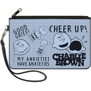 Buckle-Down Peanuts Wallet, Zip Clutch, Charlie Brown Poses and Quotes Baby Blue Black, Canvas in Saudi Arabia