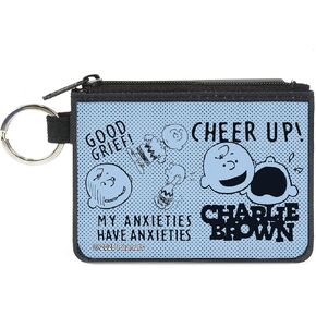 Buckle-Down Peanuts Wallet, Zip Clutch, Charlie Brown Poses and Quotes Baby Blue Black, Canvas in Kuwait