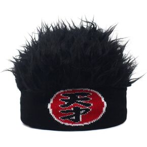 YEKEYI Christmas Novelty Hip Hop Beanie Hat with Spiked Fake Hair Funny Wig Skull Landlord Cap Streetwear in Saudi Arabia