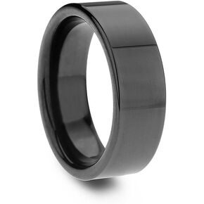 Designer Flat High Polished Luxurious Mens Black Tungsten Carbide Ring (6mm) in Kuwait