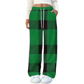 Womens Winter Cozy Lounge Pants Warm Plaid Soft Fleece Pajama Bottoms Sleepwear Drawstring Wide Leg Sleeping Pants in Saudi Arabia