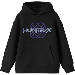هودي Kpop Demon Hunters HuntrX Logo Shiny Glow Boys أسود بأكمام طويلة in Kuwait